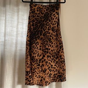 F21 Satin Leopard Print Slip Skirt